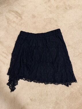 Ardene Black Lace Mini Skirt with Asymmetrical Hem